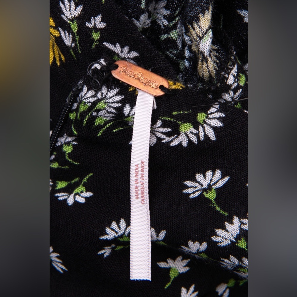 FREE PEOPLE Dress Playsuit Size 6 / S Floral Bow Cut Out Short Sleeve V-Neck - Picture 6 of 10